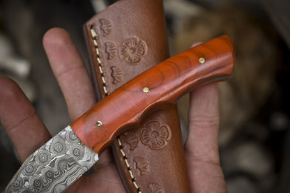 7" Forged Rain Drop Damascus Skinner Knife Micarta Handle Hunter Closeout