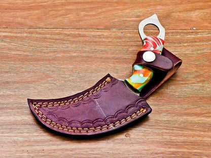 Handmade Damascus Karambit Knife Full Tang Karambit Damascus Steel with Resin Handle