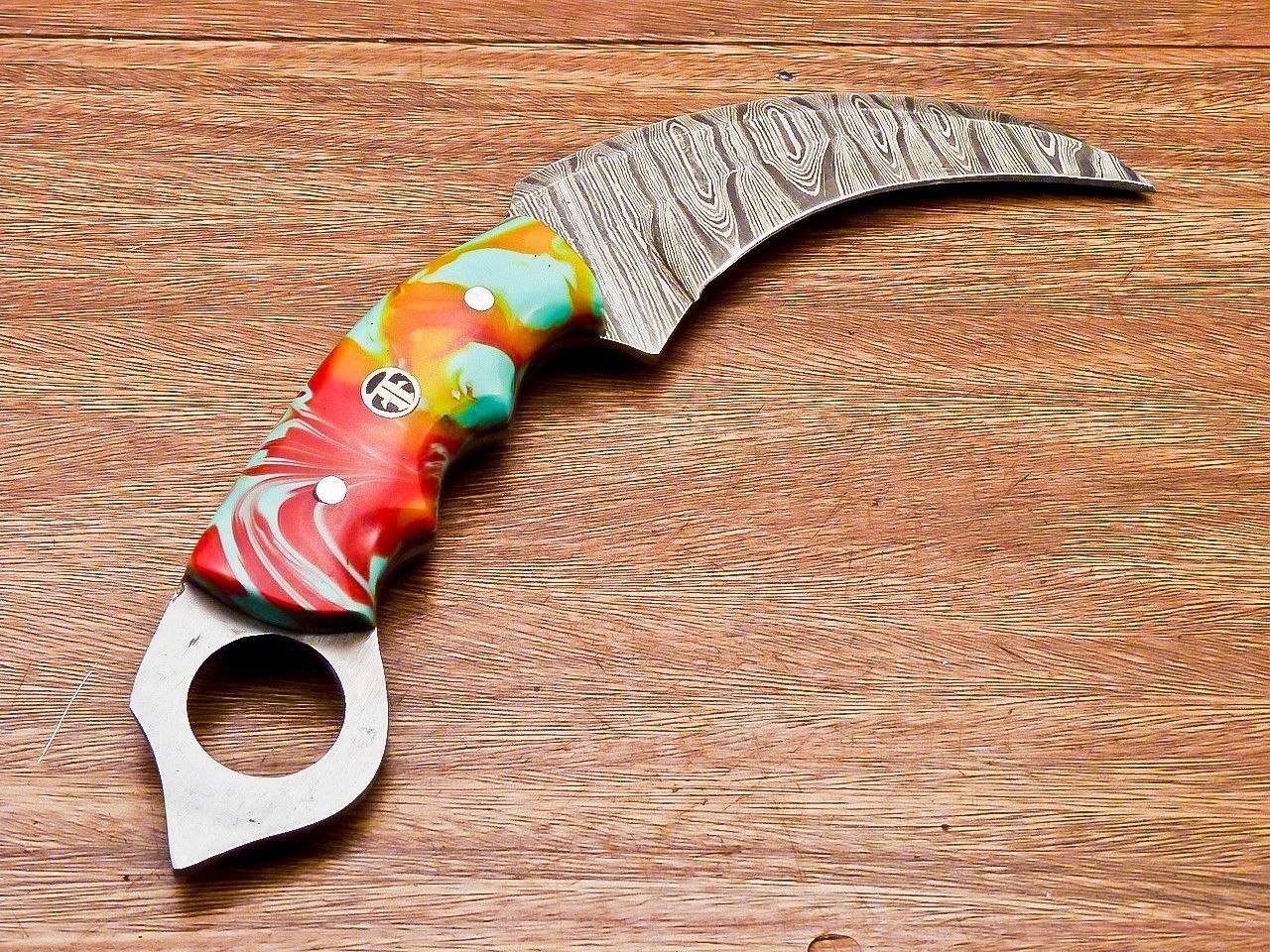 Handmade Damascus Karambit Knife Full Tang Karambit Damascus Steel with Resin Handle
