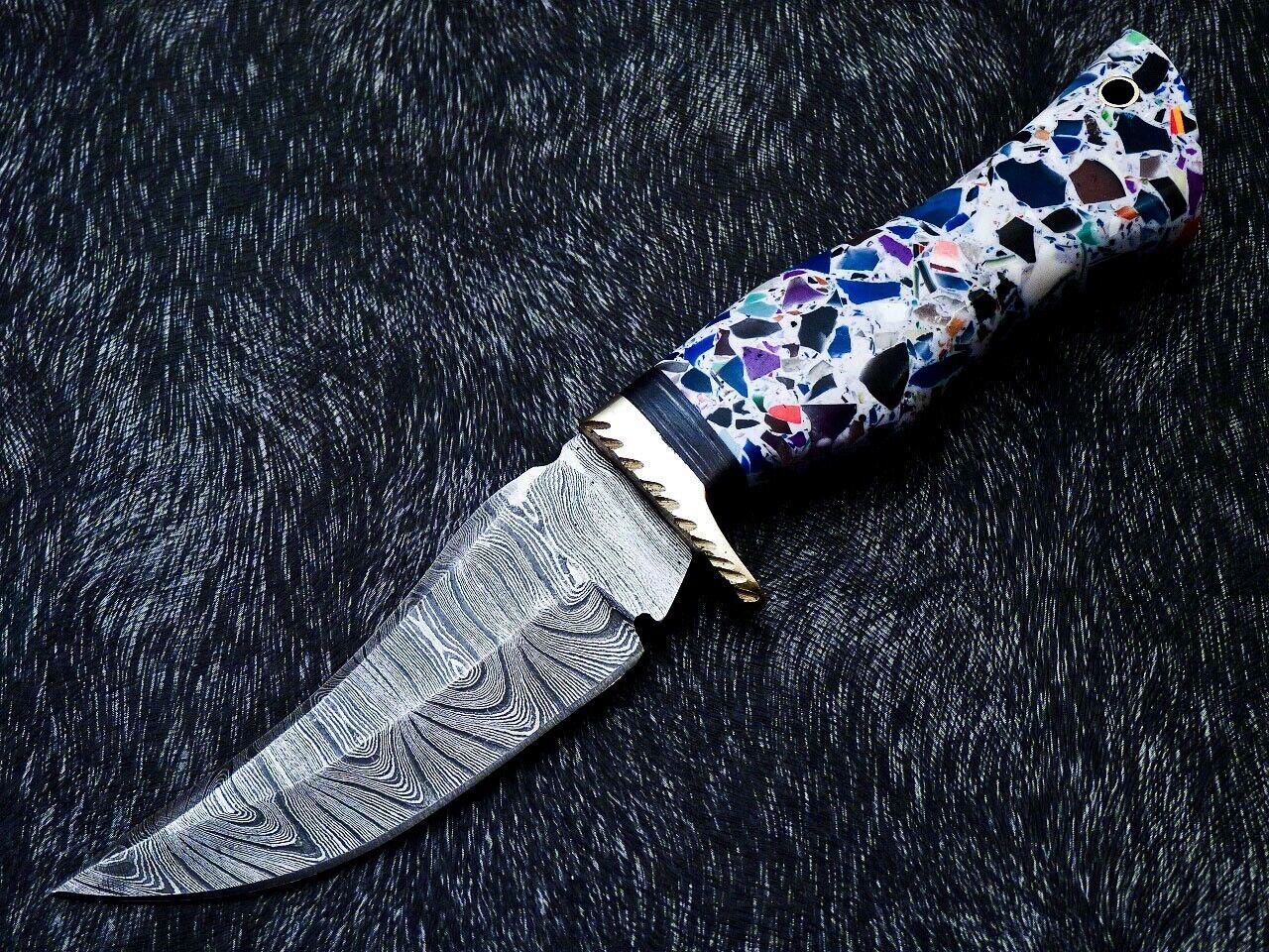 10 Inch Handmade Damascus Steel Bowie Knife with Resin Handle