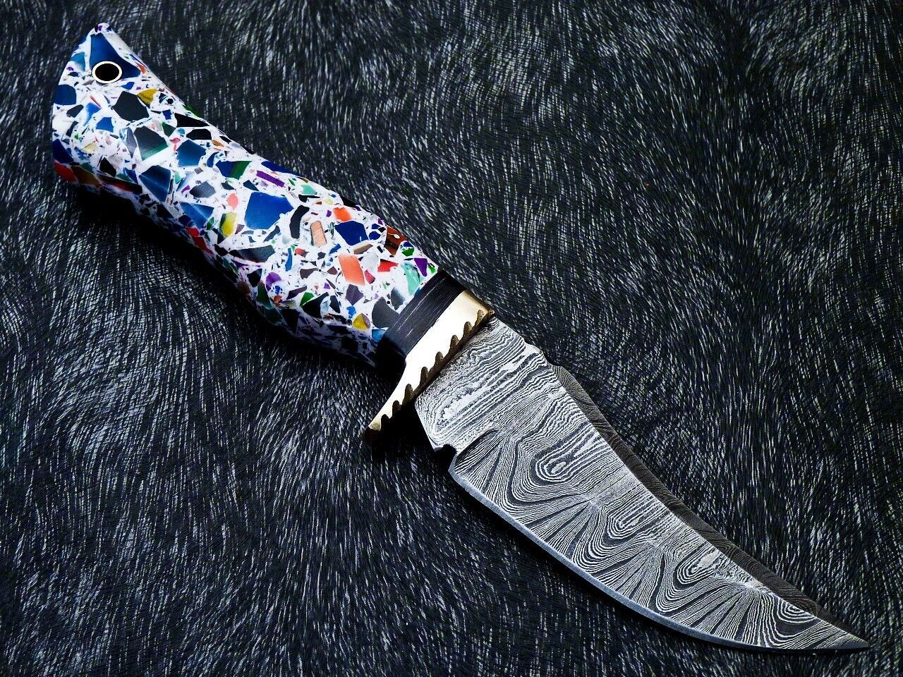 10 Inch Handmade Damascus Steel Bowie Knife with Resin Handle