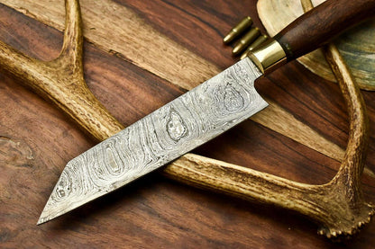 Hand Made Damascus Steel Chef Knife – 13" Blade with Walnut Wood Handle