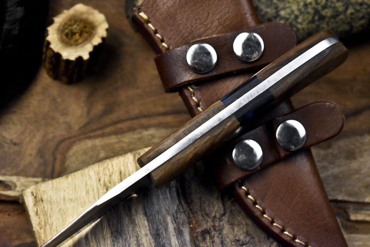 Skinner Knife | 440C Steel | Walnut Wood Handle | 8" Fishing & Collectible Knife