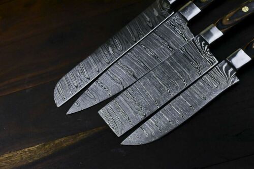 Chef Set Handmade Kitchen Knife Twisted Damascus Pattern by Louis Martin | Snake Wood & Silver Bolster