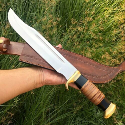 18 Inch D2 Steel Crocodile Dundee Bowie Knife with Bull Horn Handle