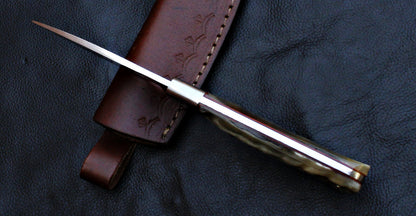 Custom Handmade D2 Steel Skinner Knife | Full Tang Hunting & EDC Blade with Leather Sheath