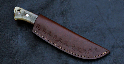 Custom Handmade D2 Steel Skinner Knife | Full Tang Hunting & EDC Blade with Leather Sheath