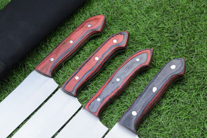 J2 Steel Chef Knife Set – 4pc Handmade Kitchen Essentials