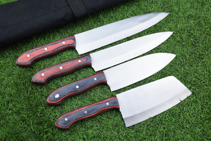 J2 Steel Chef Knife Set – 4pc Handmade Kitchen Essentials
