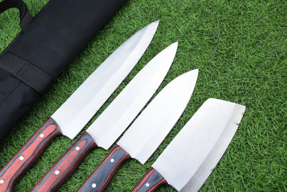 J2 Steel Chef Knife Set – 4pc Handmade Kitchen Essentials