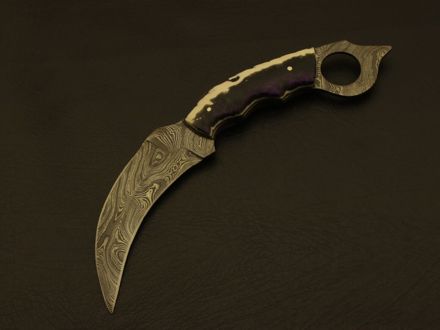 9” Handmade Damascus Karambit Knife With Camel Bone Handle Best Karambit