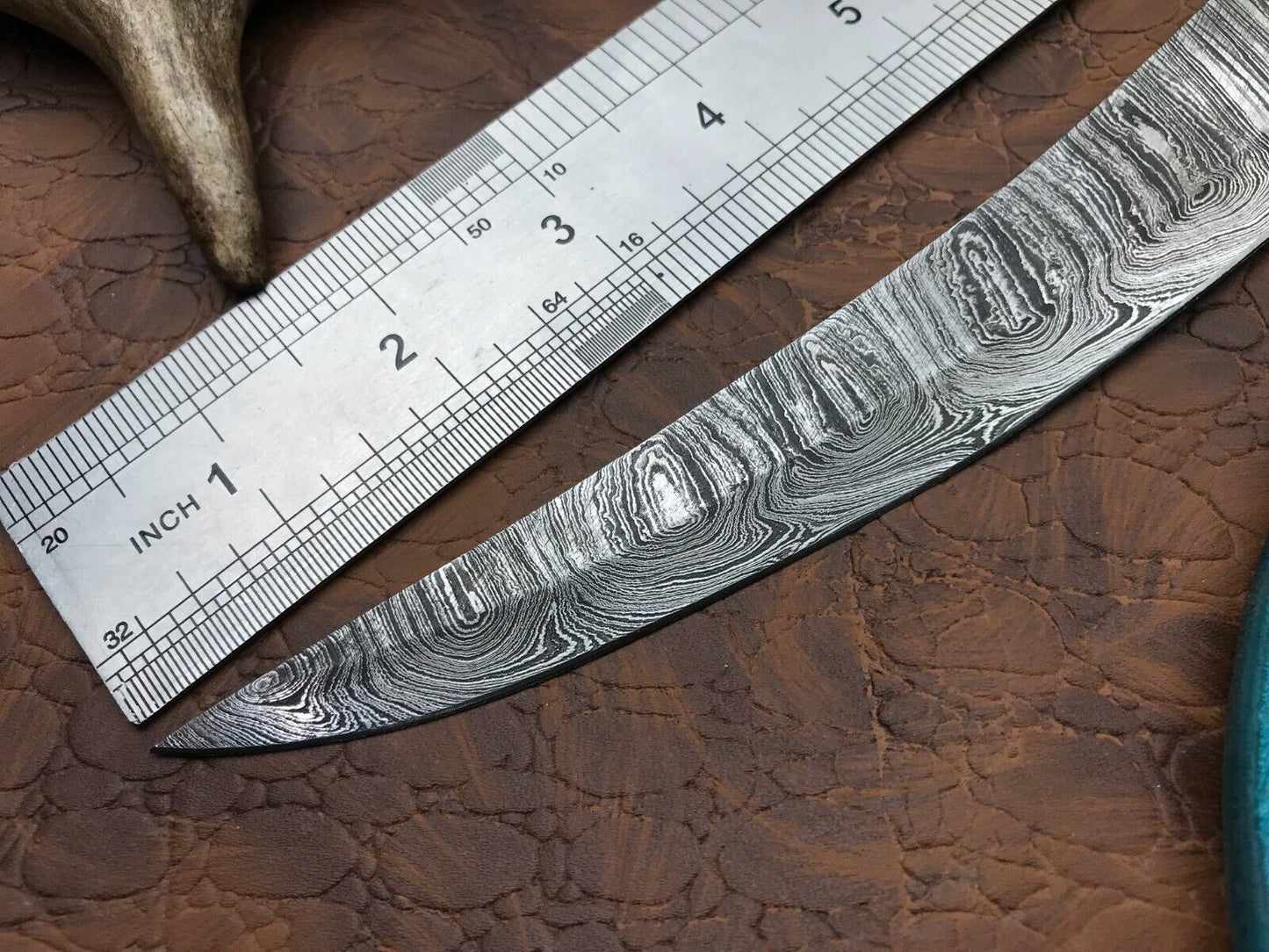 Hand Forged Damascus Fillet Knife 14" Fillet Knife with Leather Sheath