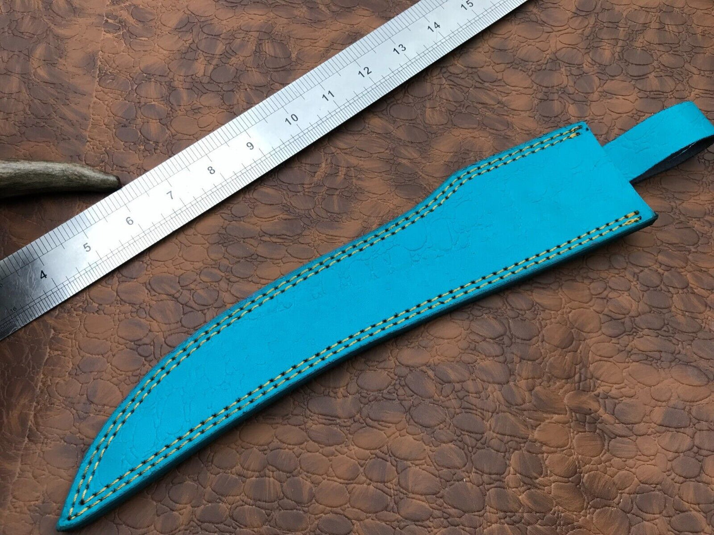 Hand Forged Damascus Fillet Knife 14" Fillet Knife with Leather Sheath