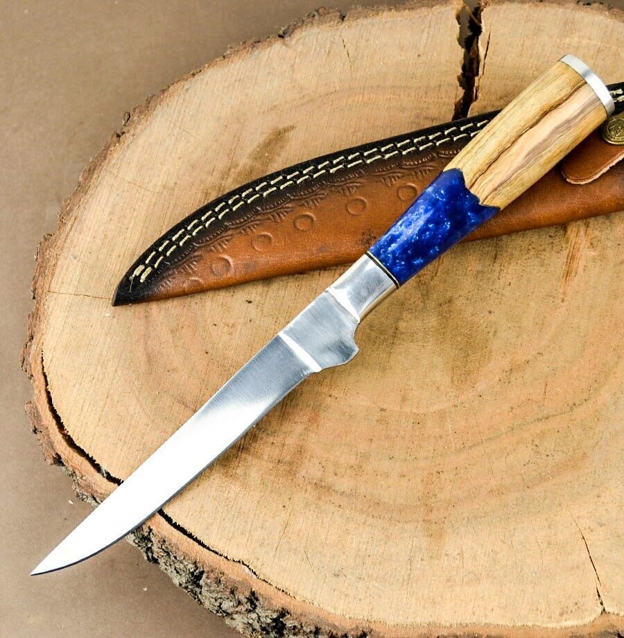 D2 Steel Sharp Fillet Knife Handmade Fillet Chef Knife Boning Knife Kitchen Knife Resin Wood