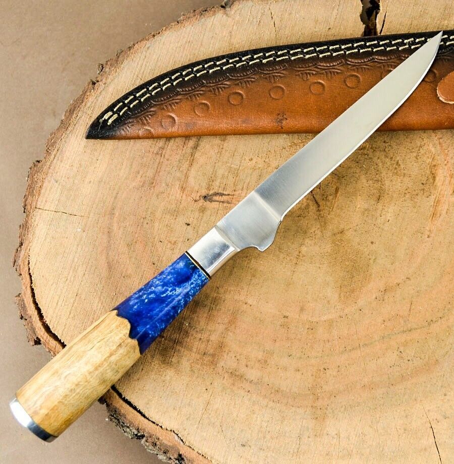 D2 Steel Sharp Fillet Knife Handmade Fillet Chef Knife Boning Knife Kitchen Knife Resin Wood
