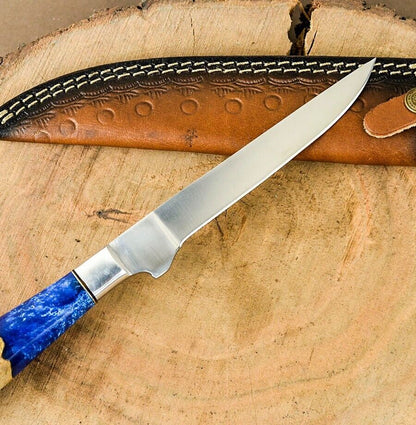 D2 Steel Sharp Fillet Knife Handmade Fillet Chef Knife Boning Knife Kitchen Knife Resin Wood