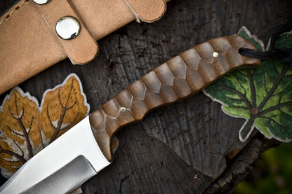 Skinner Knife – AUS-8 Steel, Walnut Wood Handle, Camping EDC Knife