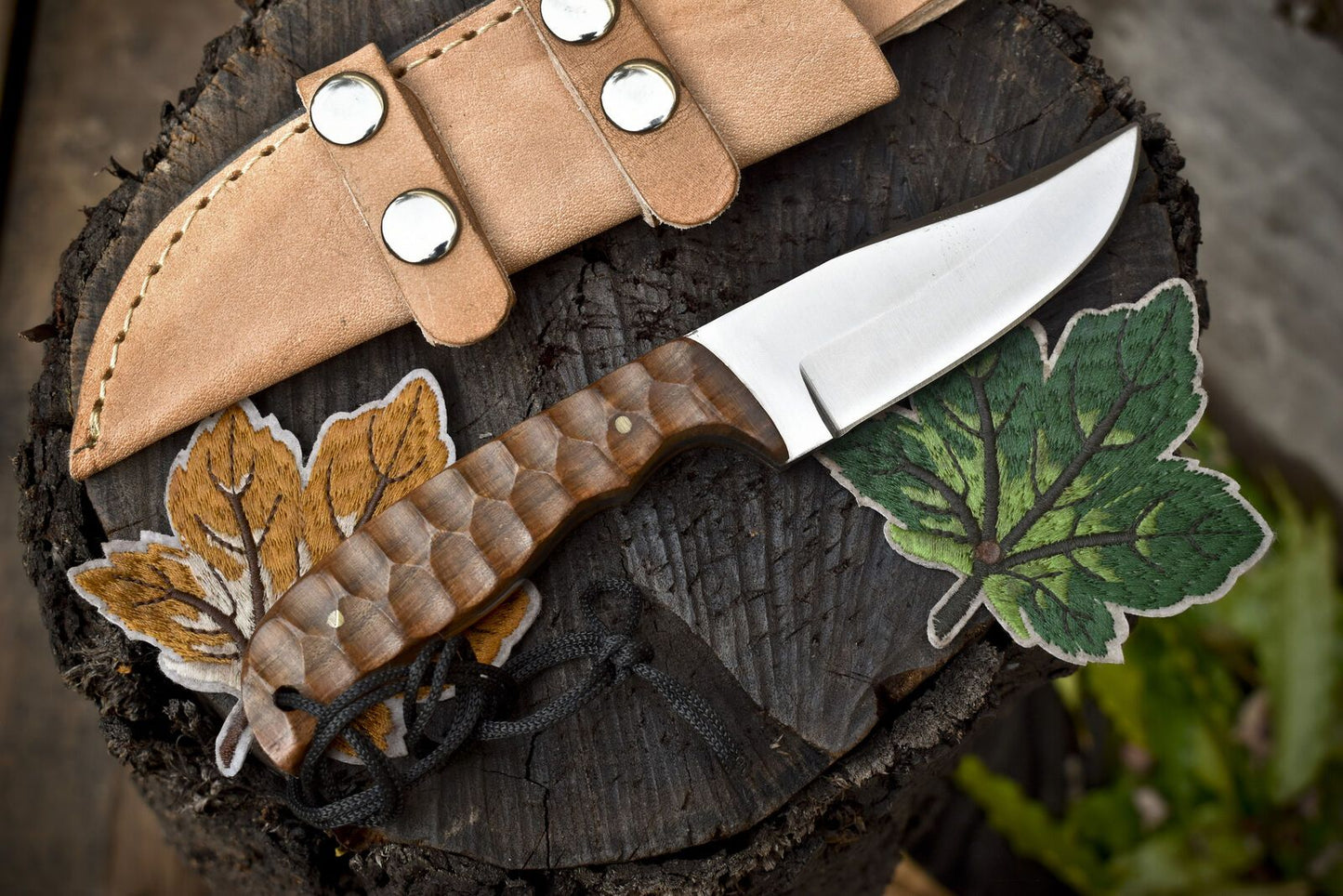 Skinner Knife – AUS-8 Steel, Walnut Wood Handle, Camping EDC Knife
