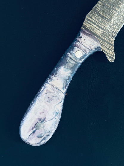 9" Best Damascus Steel Bull Cutter Knife Handmade Bull Cutter Knife with Resin Handle