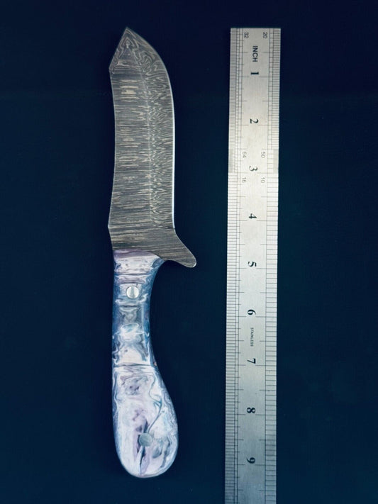9" Best Damascus Steel Bull Cutter Knife Handmade Bull Cutter Knife with Resin Handle