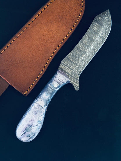 9" Best Damascus Steel Bull Cutter Knife Handmade Bull Cutter Knife with Resin Handle