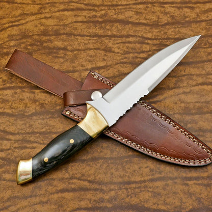 Premium Handmade 12" D2 Clip Point Full Tang Hunting Bowie Knife with Sheath