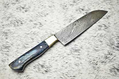 Cutlery Salvation Handmade Damascus Steel Full Tang Kitchen Chef Knife – 11" Blade, Oil Tempered 58-60 HRC, Sharpened at 20°