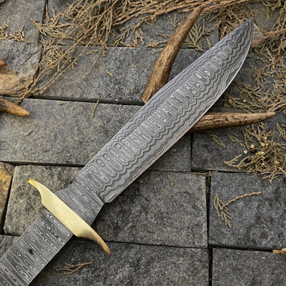 12 Inch Hand Forged Bowie Knife Blank Blade with Brass Guard for Knife Making