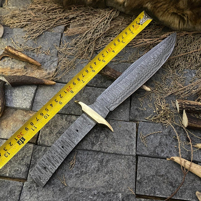 12 Inch Hand Forged Bowie Knife Blank Blade with Brass Guard for Knife Making