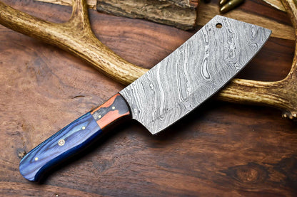 Custom Hand Made Damascus Blade Chef Chopper Knife