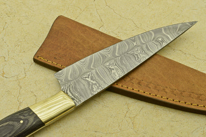 12.25" Handmade Damascus Steel Chef Kitchen Knife – Pakka Wood Handle, Brass Bolster, 512 Layers