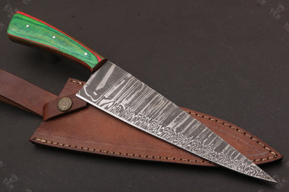 13” Fire Storm Handmade Damascus Steel Chef Knife – Resin Handle