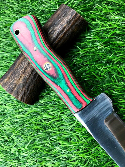 9" Forged Stainless Steel Hunting Skinner Knife with 5" Blade & Leather Sheath