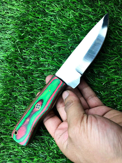 9" Forged Stainless Steel Hunting Skinner Knife with 5" Blade & Leather Sheath