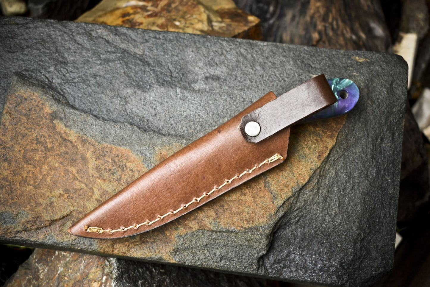 Micarta Handle Damascus Skinner Knife – Twist Pattern Custom Handmade Camping Blade