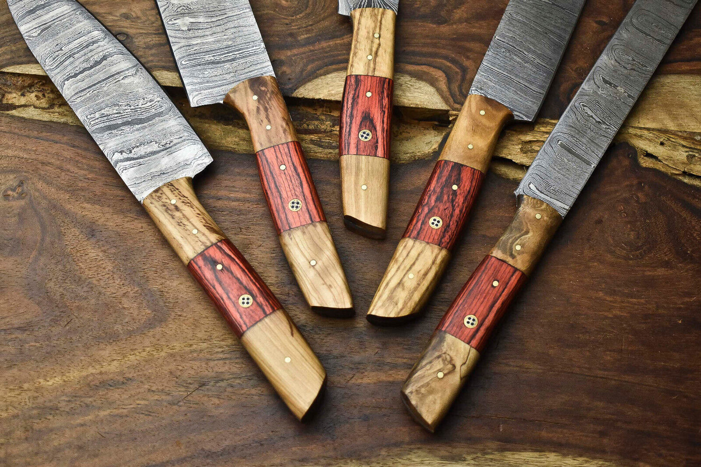 5-Piece Handmade Damascus Steel Chef Knife Set – Professional Kitchen Knives
