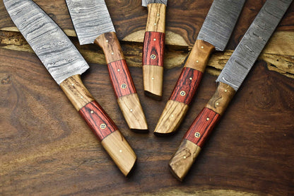 5-Piece Handmade Damascus Steel Chef Knife Set – Professional Kitchen Knives