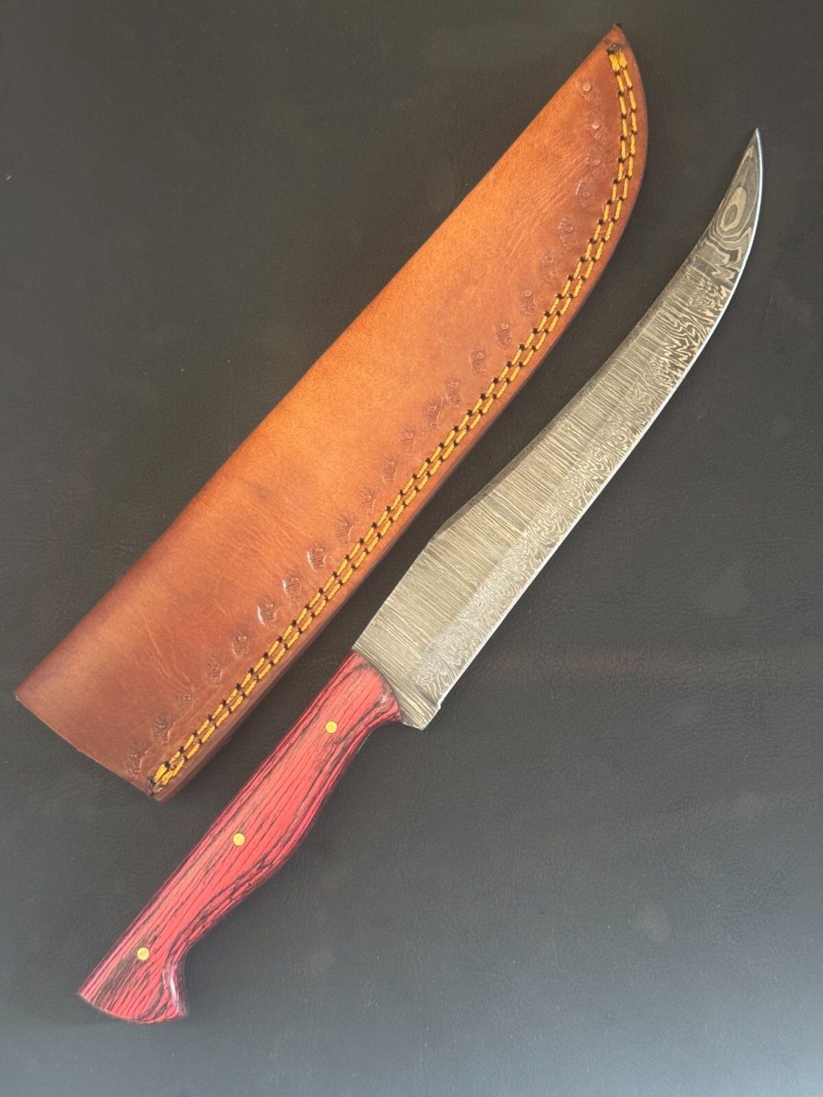Hand Forged Damascus Fillet Knife 13" Damascus Steel Fillet Knife for Kitchen W/Sheath
