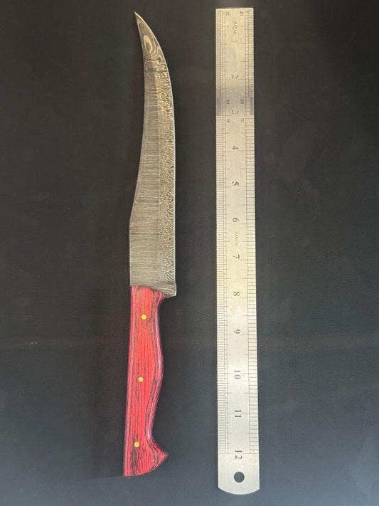 Hand Forged Damascus Fillet Knife 13" Damascus Steel Fillet Knife for Kitchen W/Sheath