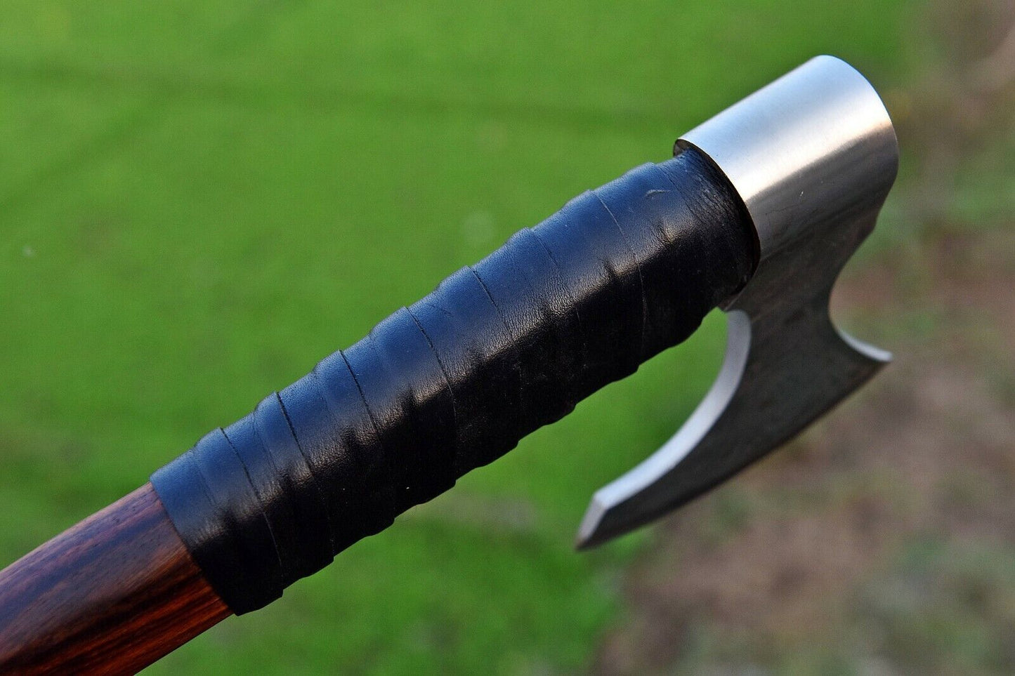Hand Forged Viking Axe 19.5 Inch 1095 Carbon Steel Tomahawk with Ash Wood Handle and Leather Sheath