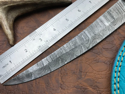 14" Hand Forged Damascus Fillet Knife Handmade Fillet Knife with Sheath