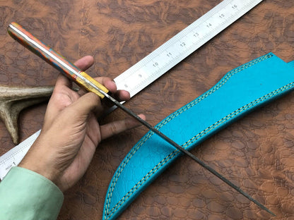 14" Hand Forged Damascus Fillet Knife Handmade Fillet Knife with Sheath