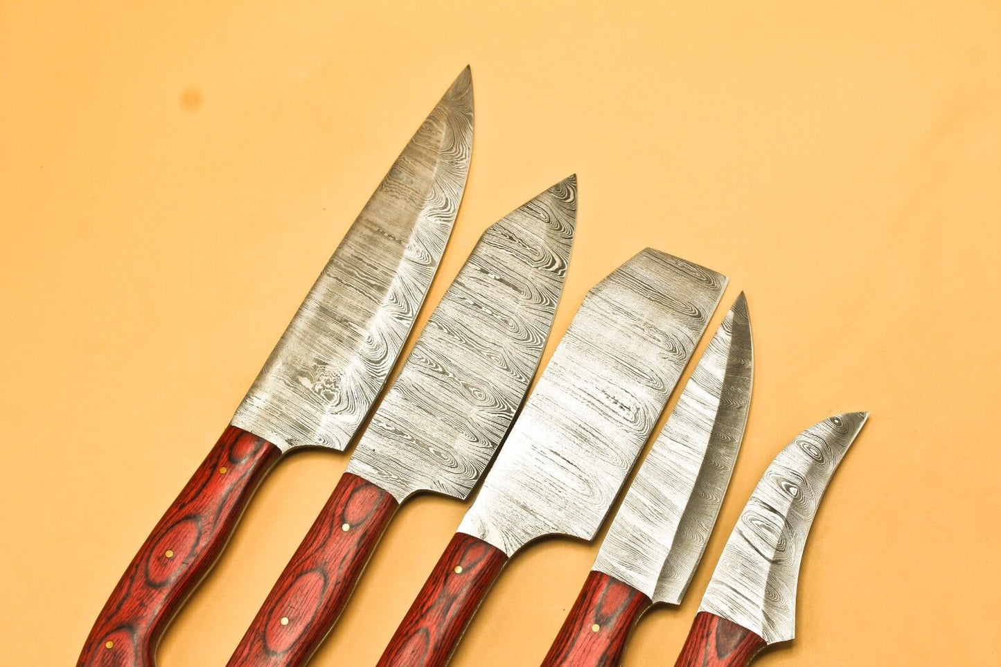 Handmade Damascus Steel BBQ & Chef Knife Set – 9" to 13" Hand Forged Kitchen Knives