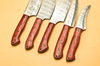 Handmade Damascus Steel BBQ & Chef Knife Set – 9" to 13" Hand Forged Kitchen Knives