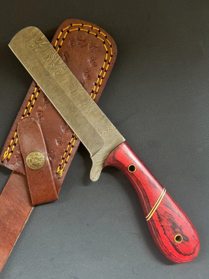 Best 9"Damascus Steel Bull Cutter Knife Handmade Bull Cutter Knife with Wood Handle