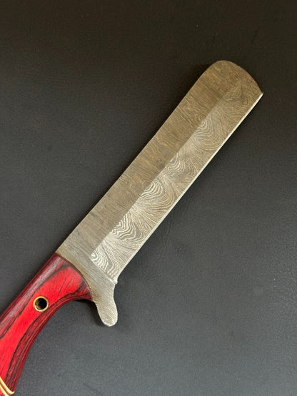 Best 9"Damascus Steel Bull Cutter Knife Handmade Bull Cutter Knife with Wood Handle