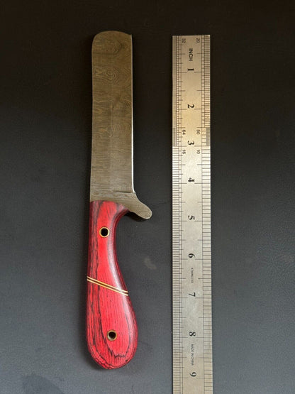 Best 9"Damascus Steel Bull Cutter Knife Handmade Bull Cutter Knife with Wood Handle