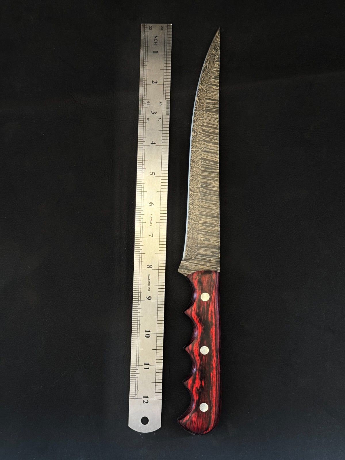 13" Handcrafted Kitchen Knife Best Fillet Knife & Damascus Fillet Knife With Wood Handle