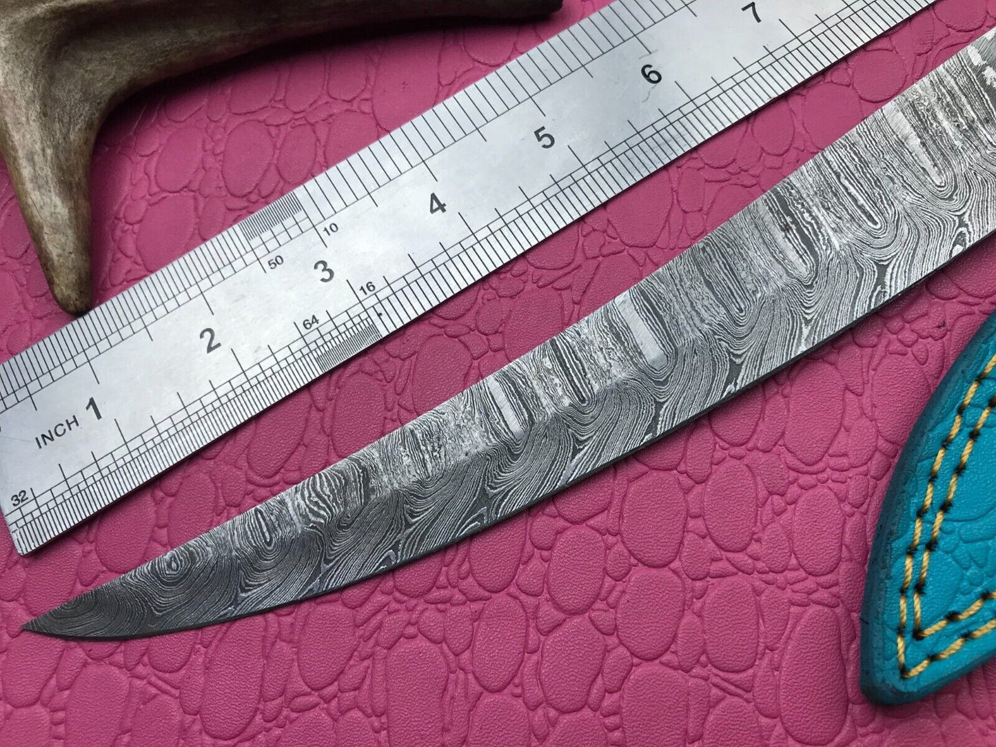 13" Custom Handmade Damascus Steel Knife & Skinner Fillet Knife W/Sheath