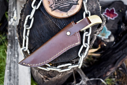 Handmade Twist Damascus Skinner Knife with Gut Hook and Hard Wood Handle